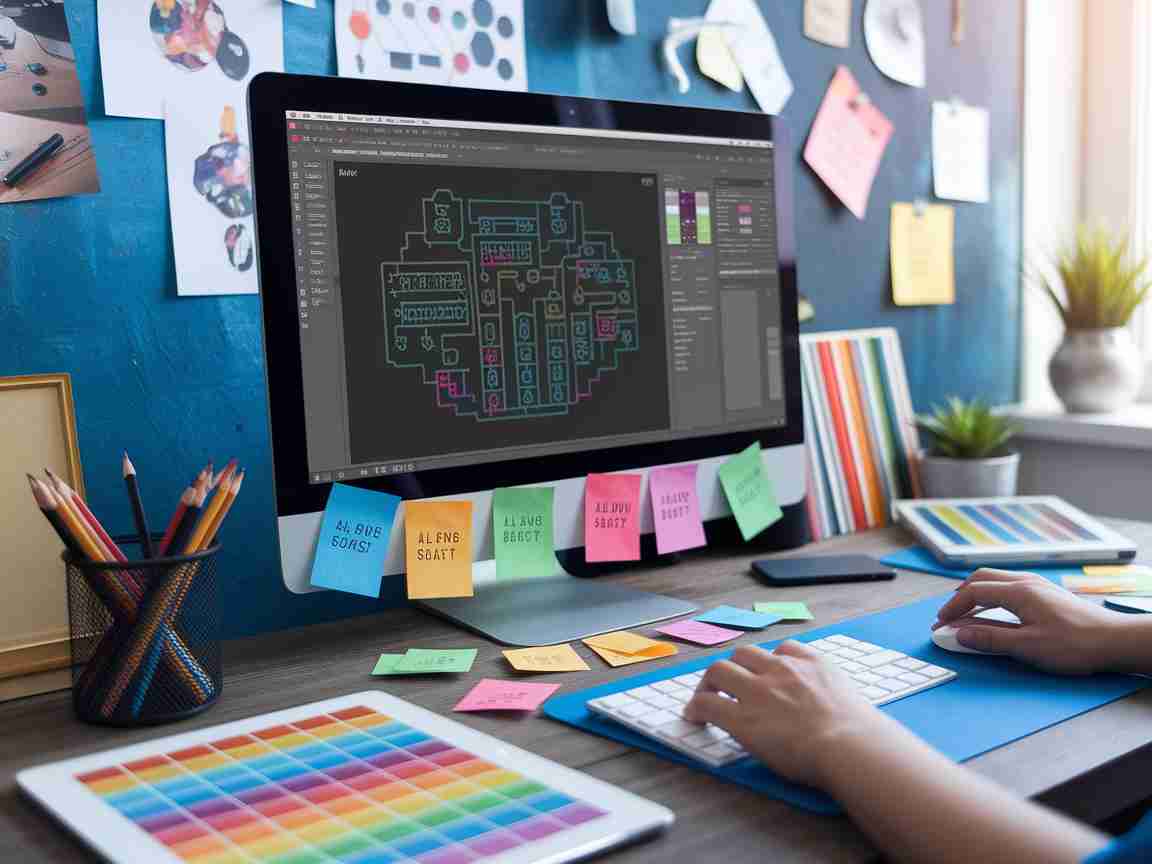 Una imagen que ilustra el aprovechamiento de la IA para mejorar su cartera de diseño gráfico