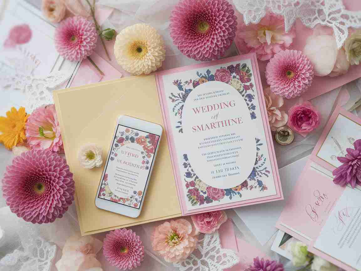Una imagen que ilustra técnicas innovadoras para diseñar invitaciones de boda interactivas.