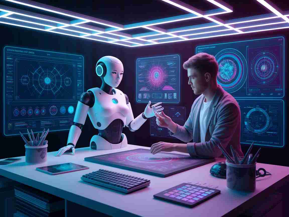 An image illustrating The Future of Smart Automation in Graphic Design with AI Agents