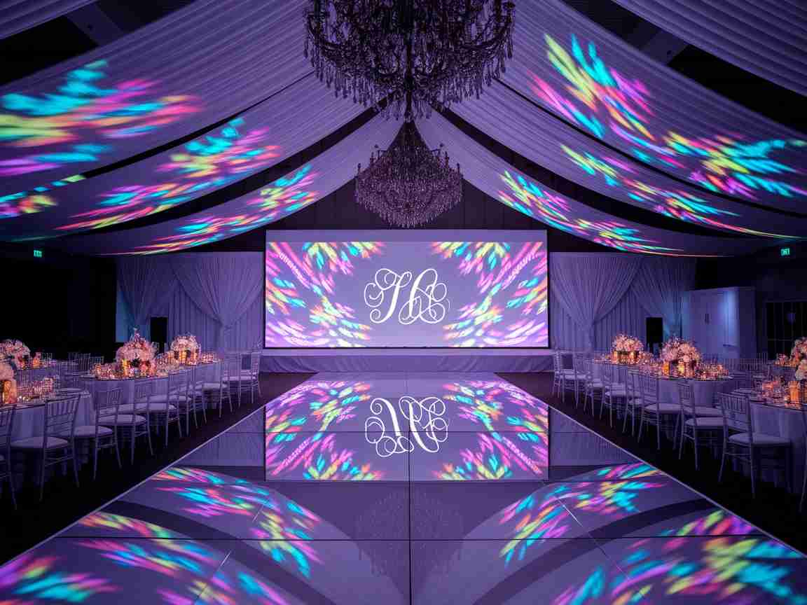 Una imagen que ilustra cómo los monogramas animados están revolucionando los eventos modernos desde bodas hasta galas corporativas