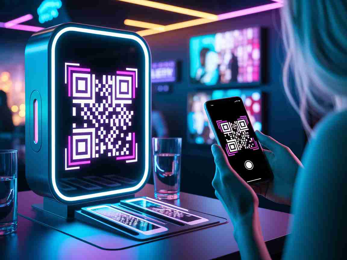 An image illustrating Dynamic QR Overlays for Photo Booth Templates Drive Guests to Galleries Instantly