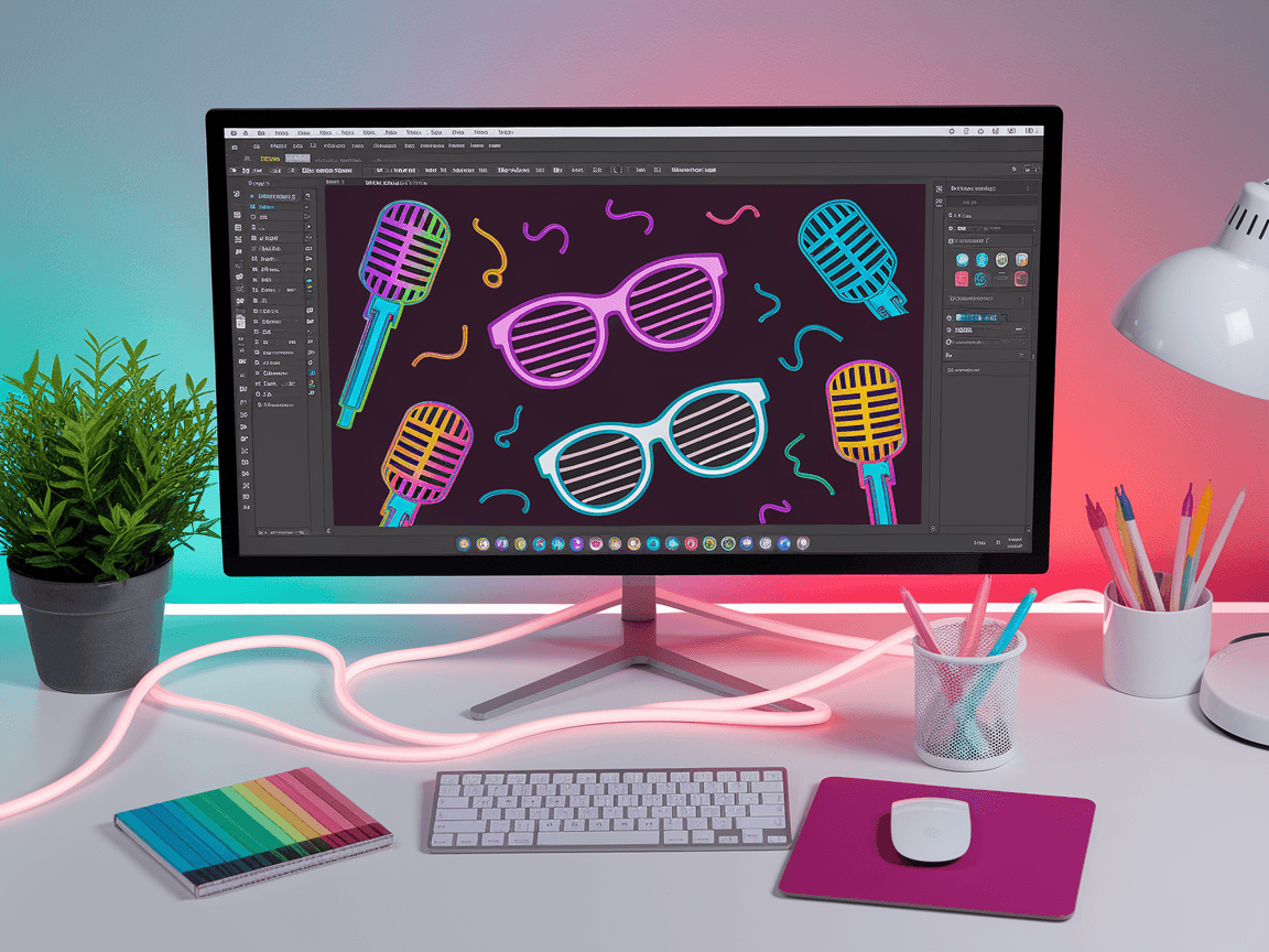 An image illustrating Mastering Adobe Firefly’s Text-to-Vector for Custom Photo Booth Prop Design